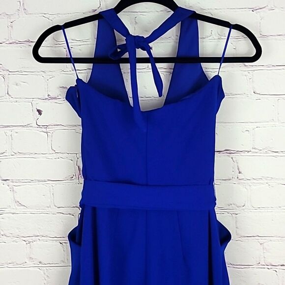 Eva Franco  Anthropologie Cobalt Blue Halter Top Jumpsuit. Size 4 - Picture 5 of 7
